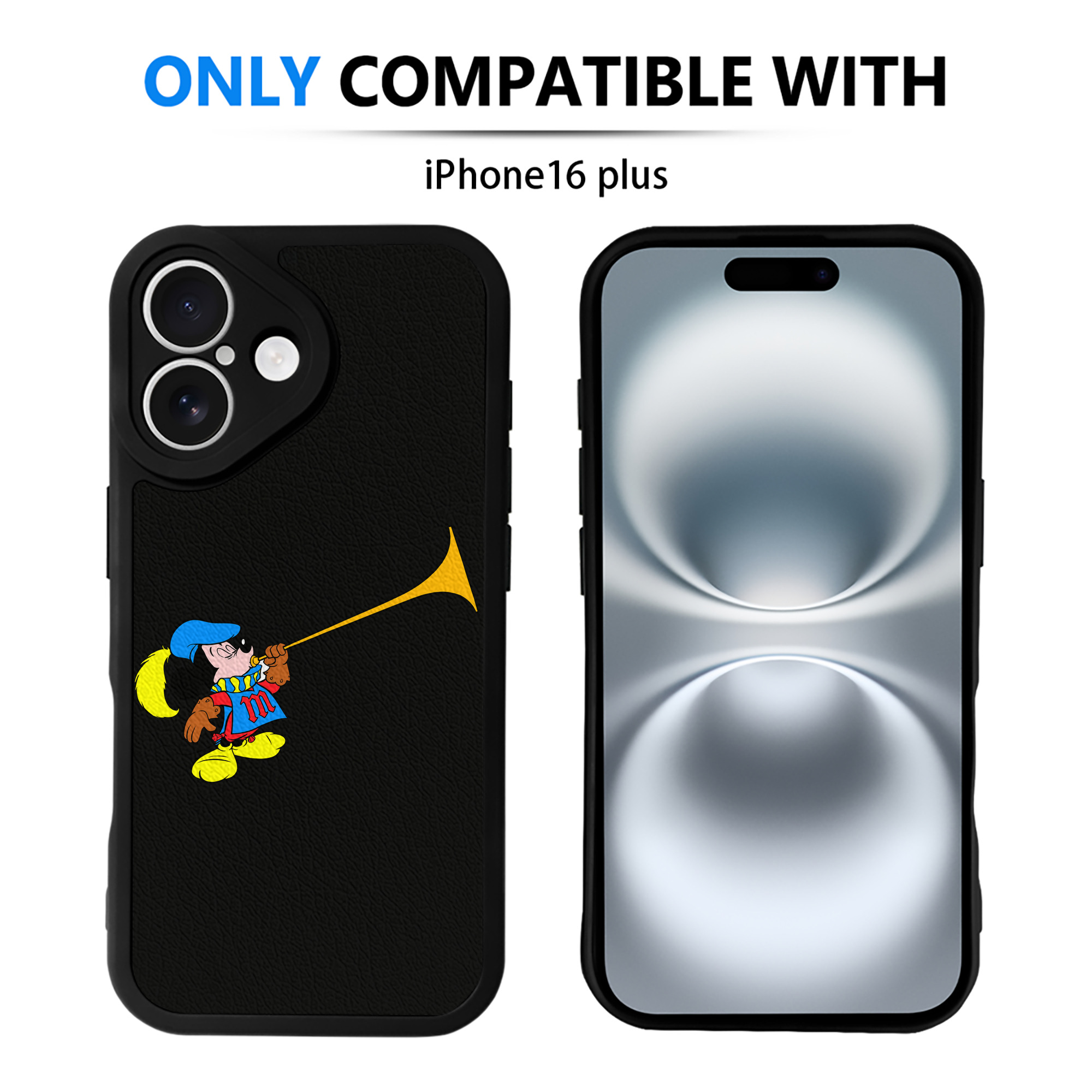 （画像用） ミッキーマウス Mickey Mouse 【iPhone 16シリーズ対応】シリコンスマホケース（レザー調） 材質：シリコン